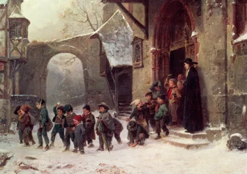 Sneeuwscène: Kinderen Verlaten School, c.1853